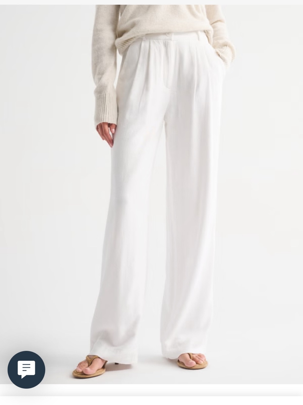 Abercrombie & Fitch Curve Love Cream Wide-Leg Pull-On Pants